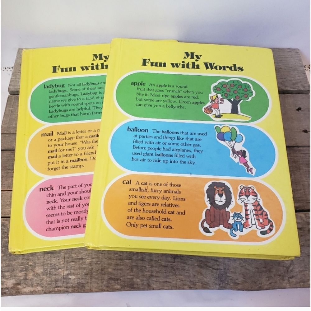 VINTAGE MY FUN WITH WORDS Children's Hardcover Dictionary Book Set Literary